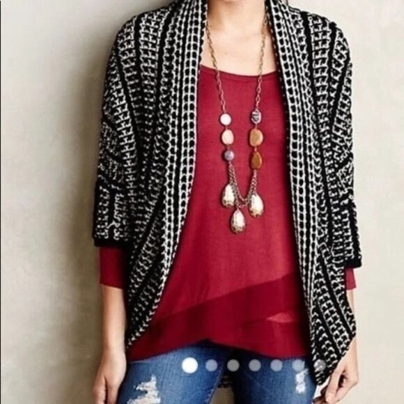 Anthropologie Moth Maija Wool Chunky Cocoon Cardigan Sweater - Picture 2 of 9